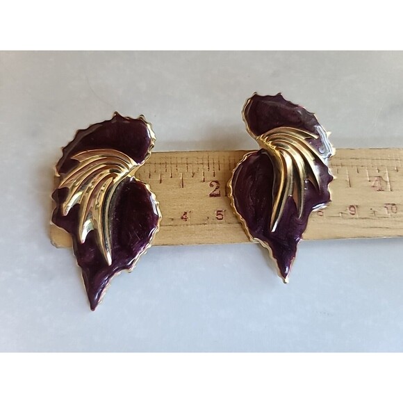 Enamel Statement Pierced Earrings Vintage - Picture 7 of 10